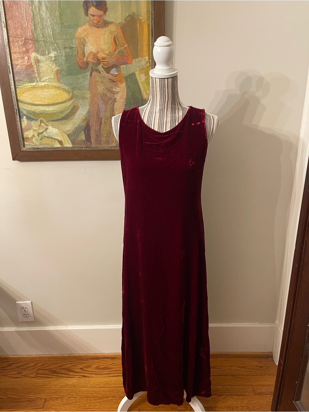 Eileen Fisher Sleeveless Velvet Maxi Dress in Burgundy Firm on Price